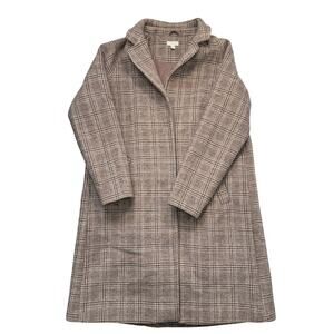 Garnet Hill Wool Plaid Coat Women’s Small Brown Taupe Lined Jacket